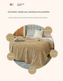 150*200cm Brown Solid Colour Flannel Throw Blanket - Thick Double-Sided Fleece with Ribbed Texture - Soft throw blanket& Lightweight for Sofa, Bed, Office Nap, Air-Conditioned Rooms - Durable, Machine Washable, Non-Shedding