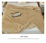 150*200cm Brown Solid Colour Flannel Throw Blanket - Thick Double-Sided Fleece with Ribbed Texture - Soft throw blanket& Lightweight for Sofa, Bed, Office Nap, Air-Conditioned Rooms - Durable, Machine Washable, Non-Shedding