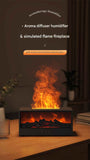 Black casing 3D Flame Effect Aroma Diffuser and Humidifier - Desktop Fireplace Design with Realistic LED Fire, 7-Color Mood Lighting, and Silent Ultrasonic Mist - Ideal for Bedroom, Living Room, Office, and Yoga Spaces - Includes Timer and Auto Shut-Off