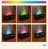 Black casing 3D Flame Effect Aroma Diffuser and Humidifier - Desktop Fireplace Design with Realistic LED Fire, 7-Color Mood Lighting, and Silent Ultrasonic Mist - Ideal for Bedroom, Living Room, Office, and Yoga Spaces - Includes Timer and Auto Shut-Off