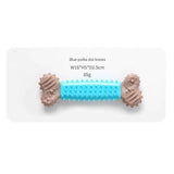 Blue Polka Dot Pattern Durable Dog Chew Toy - TPR Plastic Composite Bone for Small to Medium Dogs - Teeth Cleaning, Boredom Buster, Non-Toxic & Bite-Resistant Design for Puppies and Adult Dogs