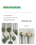 Green 40*100cm Handmade Macrame Leaf Wall Hanging - Cotton Boho Tapestry, Machine Washable,  - Nordic Style Decor for Bedroom, Living Room, Nursery