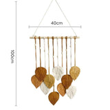 Brown 40*100cm Handmade Macrame Leaf Wall Hanging - Cotton Boho Tapestry, Machine Washable,  - Nordic Style Decor for Bedroom, Living Room, Nursery