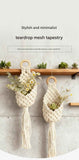2-piece White Macrame Hanging Plant Holder - Cotton Rope Wall Basket, Bohemian Style Decor for Indoor Plants - Space Saving & Multi Scene Use