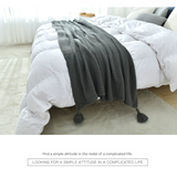 Grey 1130*170cm Nordic Style Tassel Knit Throw Blanket - Soft Polyester Sofa Blanket with Pineapple Texture - Breathable & Lightweight for Office, Couch, Travel - Boho Chic Home Decor