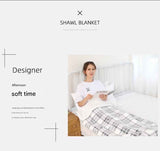 Gray and White 100*140cm Japanese-Style shawl blanket Ultra-Soft Blanket - Thick Polyester Throw for Sofa, Bed, Office,  Cozy Nap Blanket for Winter & All Seasons