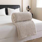 Light coffee color 150*200cm Thickened Double-Sided Plush Waffle Weave Throw Blanket - Anti-Static Taffeta Velvet & Flannel Fleece - Warm, Soft, Non-Shedding Blanket for Winter, Sofa, Bed & Office