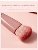 Red 5-Piece Compact Makeup Brush Set with Mirror - Synthetic Fibre Travel Case with Foundation, Powder & Blush Brushes - Portable Beauty Tool Kit for On-the-Go Touch-Ups