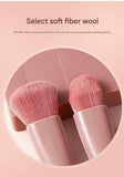Green 5-Piece Compact Makeup Brush Set with Mirror - Synthetic Fibre Travel Case with Foundation, Powder & Blush Brushes - Portable Beauty Tool Kit for On-the-Go Touch-Ups