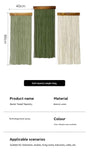 Light Green 90×40 cm Natural Fibre Tapestry -Handwoven Cotton Tassel Wall Hanging – Minimalist Boho Decor for Bedroom, Living Room & Café