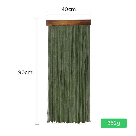 Dark Green 90×40 cm Natural Fibre Tapestry -Handwoven Cotton Tassel Wall Hanging – Minimalist Boho Decor for Bedroom, Living Room & Café