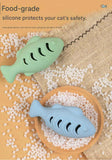 2-piece Cream-colored Fish-Shaped Silicone Cat Toy and  Catnip– 3-in-1 Interactive & Self-Entertaining Toy with Catnip/Cat food, Dental Care & Hairball Relief – BPA-Free, Food-Grade Safety