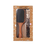 Black Paddle Hair Brush Gift Set with Satin Scrunchies - Cushion Airbag Design for Scalp Massage and Detangling, Gift Ready Pack for Women and Girls, Ideal for Daily Hair Care and Styling