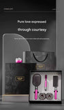 Black 3-Piece Gift Box Set Premium ABS Hair Care Gift Set with Cushion Paddle Brush, Detangling Comb, Cleaning Brush & Stand - Elegant Mother’s Day or Couple’s Gift for Daily Styling and Scalp Comfort