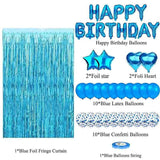 Black and White Premium Foil Balloon Party Kit – Happy Birthday Banner, 2 Star & 2 Heart Foil Balloons, 10 Confetti + 10 Pearl Latex Balloons, 2m Fringe Curtain & 10m Ribbon – Elegant, Easy Setup for Birthdays & Celebrations