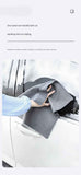 30*60 cm Grey Coral Fleece & Suede Microfiber Cloth Double-Sided Car Wash Towel  , 5X Water Absorption, Scratch-Free & Lint-Free, 360° Stitched Edge for Car Detailing, Glass, Home Cleaning - Multi-Purpose Auto Care Cloth
