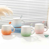 Pink Gradient Cat Ceramic Mug with Lid and Spoon - 400ml Porcelain Coffee Cup - Adorable 3D Cat Design, Pastel Colour, Gift Box Included - Ideal for Home, Office, or as a Present for Women and Cat Lovers