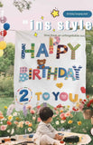 Pink Happy Birthday Backdrop Banner - Reusable Fabric Party Decoration with Colourful Lettering, Photo Background for Kids Birthday, Baby Shower & Celebration