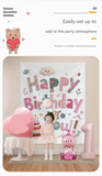Pink Happy Birthday Backdrop Banner - Reusable Fabric Party Decoration with Colourful Lettering, Photo Background for Kids Birthday, Baby Shower & Celebration