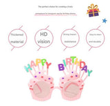 Red Pink Novelty Birthday Glasses - Fun Cake Design Party Props - Durable Plastic, Comfortable Fit, Unisex - Perfect for Kids and Adults Birthday Celebrations and Photo Booths