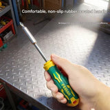 Green and Yellow 11-Piece Magnetic Screwdriver Bit Set - Chrome Vanadium Steel Bits, Ergonomic Handle, 7mm Hex Shank - Multi-Purpose DIY Tool Kit for Home, Auto Repair, Electronics