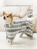 Grey and White L Size Super Absorbent Dog Bathrobe – Quick-Dry Coral Fleece Pet Towel with Snaps & Adjustable Belly Strap | Wearable Drying Coat for Small Medium Large Dogs & Cats After Bath, Swim, Rain
