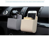 Brown Leather Car Air Vent Storage Bag - Multi-Purpose Phone Holder & Organiser Pouch for Sunglasses, Keys, Cards - Universal Fit, Easy Install, Compact Design for Dashboard Tidy