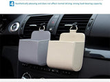 Brown Leather Car Air Vent Storage Bag - Multi-Purpose Phone Holder & Organiser Pouch for Sunglasses, Keys, Cards - Universal Fit, Easy Install, Compact Design for Dashboard Tidy