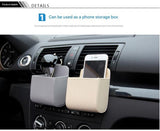 4-piece Black and Brown and Beige and Grey - Leather Car Air Vent Storage Bag - Multi-Purpose Phone Holder & Organiser Pouch for Sunglasses, Keys, Cards - Universal Fit, Easy Install, Compact Design for Dashboard Tidy