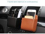 4-piece Black and Brown and Beige and Grey - Leather Car Air Vent Storage Bag - Multi-Purpose Phone Holder & Organiser Pouch for Sunglasses, Keys, Cards - Universal Fit, Easy Install, Compact Design for Dashboard Tidy