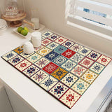 Diatom Mud Kitchen Counter Mat - Quick Dry Absorbent Non-Slip Draining Pad for Sink Benchtop 50cm x 80cm(Northern Landscapes)