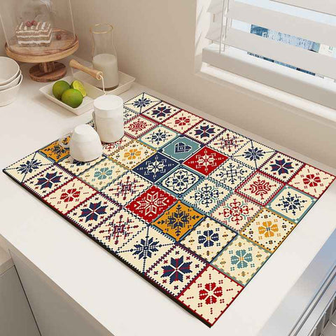 Diatom Mud Kitchen Counter Mat - Quick Dry Absorbent Non-Slip Draining Pad for Sink Benchtop 50cm x 80cm(Northern Landscapes)