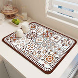 Diatom Mud Kitchen Counter Mat - Quick Dry Absorbent Non-Slip Draining Pad for Sink Benchtop 50cm x 80cm(Beauty of Yesteryear)