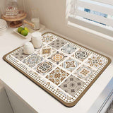 Diatom Mud Kitchen Counter Mat - Quick Dry Absorbent Non-Slip Draining Pad for Sink Benchtop 50cm x 80cm(entwined branches)