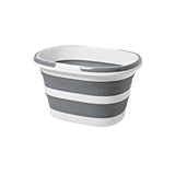 Grey Foldable Collapsible Bucket - 16L Portable Space Saving Basin for Laundry Cleaning Outdoor Use