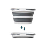 Grey Foldable Collapsible Bucket - 16L Portable Space Saving Basin for Laundry Cleaning Outdoor Use