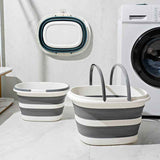 Grey Foldable Collapsible Bucket - 16L Portable Space Saving Basin for Laundry Cleaning Outdoor Use