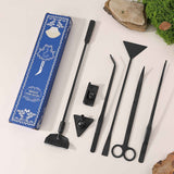 Black Stainless Steel Aquarium Cleaning Tool Kit - 5 Piece Fish Tank Maintenance Set with Tweezers Scissors Algae Scraper Spatula