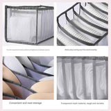 Black Drawer Underwear Organiser Set - 3 Piece Mesh Storage Boxes for Bras Underwear Socks