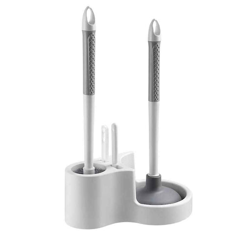 Toilet Cleaning Tool Set - 4 in 1 Bathroom Plunger and Brush Kit with Wall Mount Holder