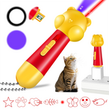 Yellow Bear Laser Cat Toy Set - 2 Piece USB Rechargeable Multi Pattern Laser Pointer with UV and White Light for Cats