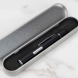 Black Metal Laser Cat Toy Pen Set - 2 Piece USB Rechargeable 3-in-1 Laser Pointer with UV Light and LED Torch in Gift Tin Box
