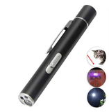 Black Metal Laser Cat Toy Pen Set - 2 Piece USB Rechargeable 3-in-1 Laser Pointer with UV Light and LED Torch in Gift Tin Box