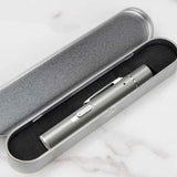 Grey and black Metal Laser Cat Toy Pen Set - 2 Piece USB Rechargeable 3-in-1 Laser Pointer with UV Light and LED Torch in Gift Tin Box