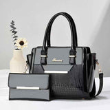 Black Women's Handbag Set - Large Capacity 2 Piece Shoulder Bag with Matching Wallet