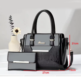 Khaki Women's Handbag Set - Large Capacity 2 Piece Shoulder Bag with Matching Wallet