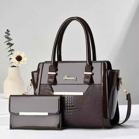 Coffee color Women's Handbag Set - Large Capacity 2 Piece Shoulder Bag with Matching Wallet
