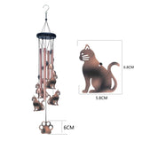 Cat Metal Wind Chime - Adjustable Garden Decorative Bell with Animal Silhouettes and Paw Print(W4302)