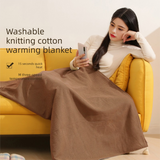 Apricot color USB Heated Blanket Poncho - Rechargeable Electric Warming Shawl with Fast Heating and Multi Use Design