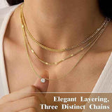 Silver Layered Zircon Necklace Set - Multi Strand Chain Choker with Pendant and Bar Accents Fashion Jewellery
